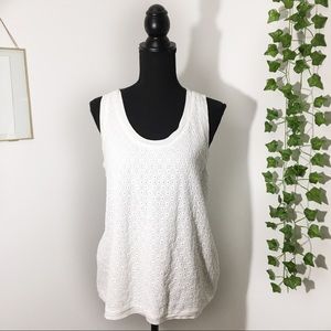 J.Crew | White Eyelet Sleeveless Top Size M